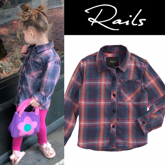 Indigo Powder Blush Rails Little Kids Hudson Flannel